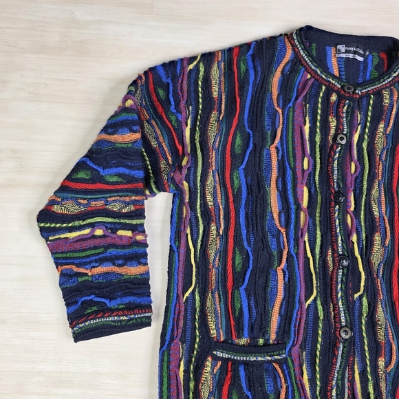 Purely Australian Vintage Cardigan Chunky Colourful Coogi Style Small Read - Picture 8 of 9